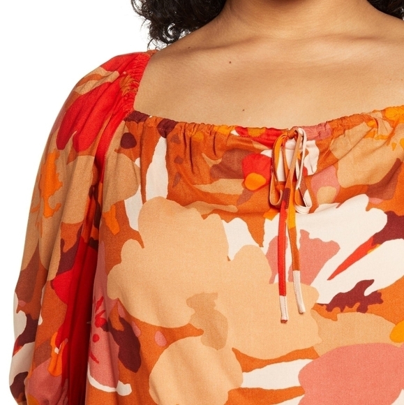 Sanctuary Floral Remember Me Floral Top Red orange Rust Size 2X - Picture 5 of 14